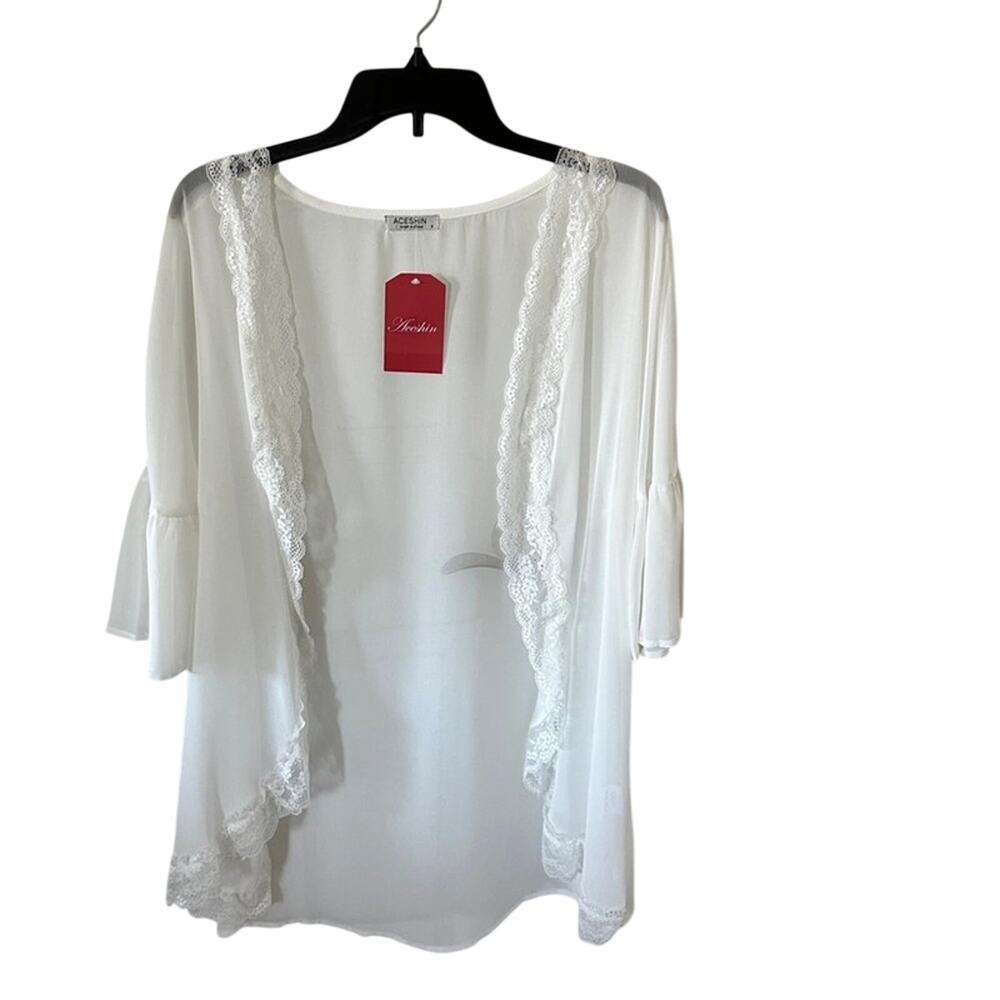 Boho White Women’s Hippie Beach Diva Swim Lace Trim Cover Up